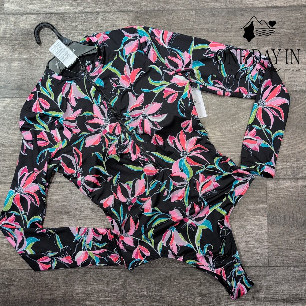 Volcom Dream In Bloom Long Sleeve Rash Guard One Piece Swimsuit NWT Size S